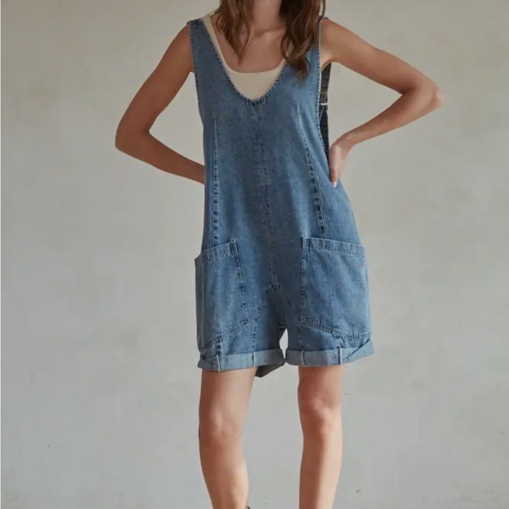 By Together denim wide leg romper